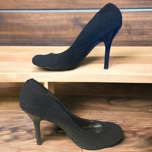Jessica Simpson Chevron Textile 4" Stiletto Pumps Boss Girl Preppy High Heels - Picture 1 of 7